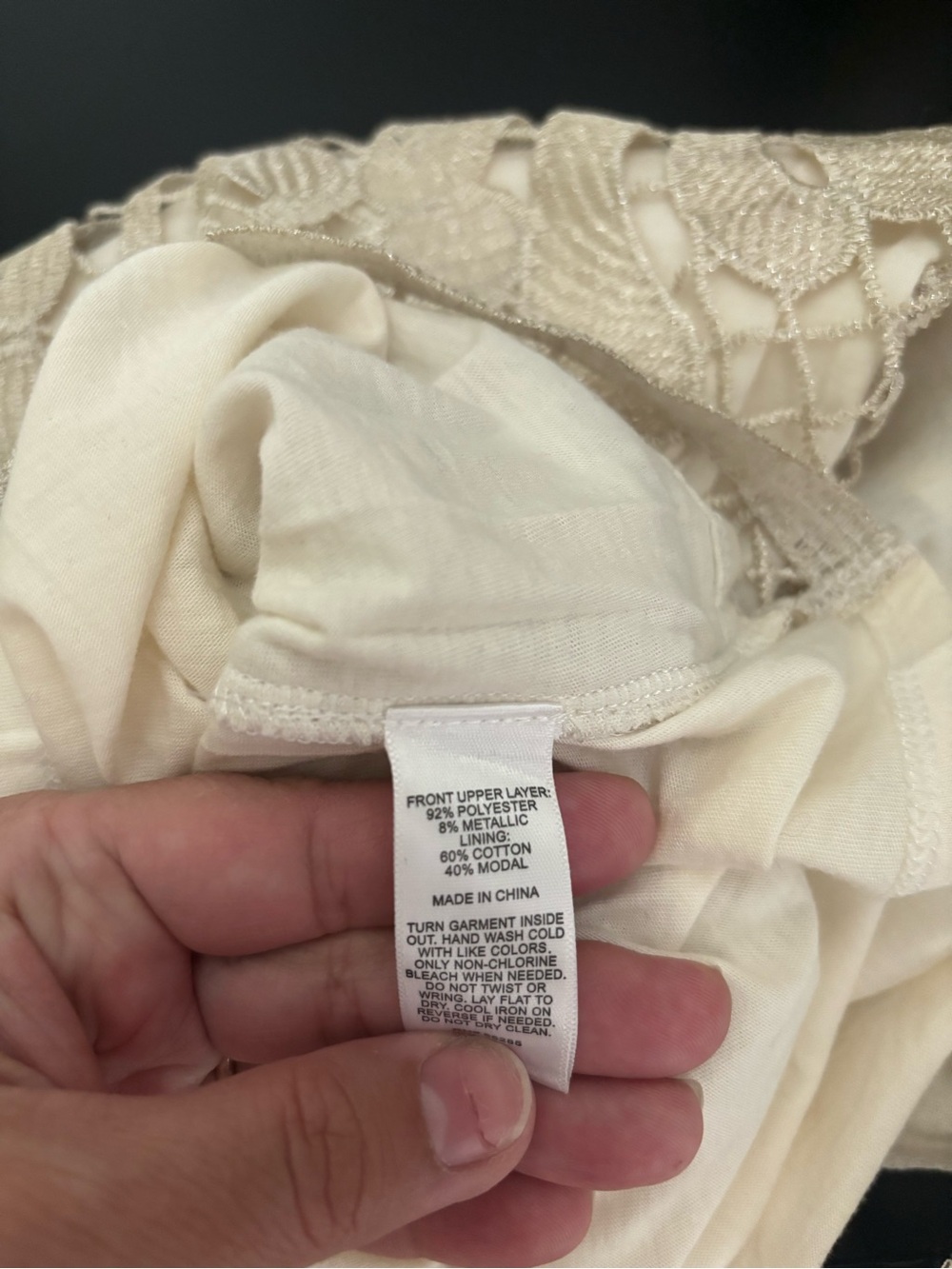Express Cream Crochet Overlay Tank Top - Picture 4 of 4